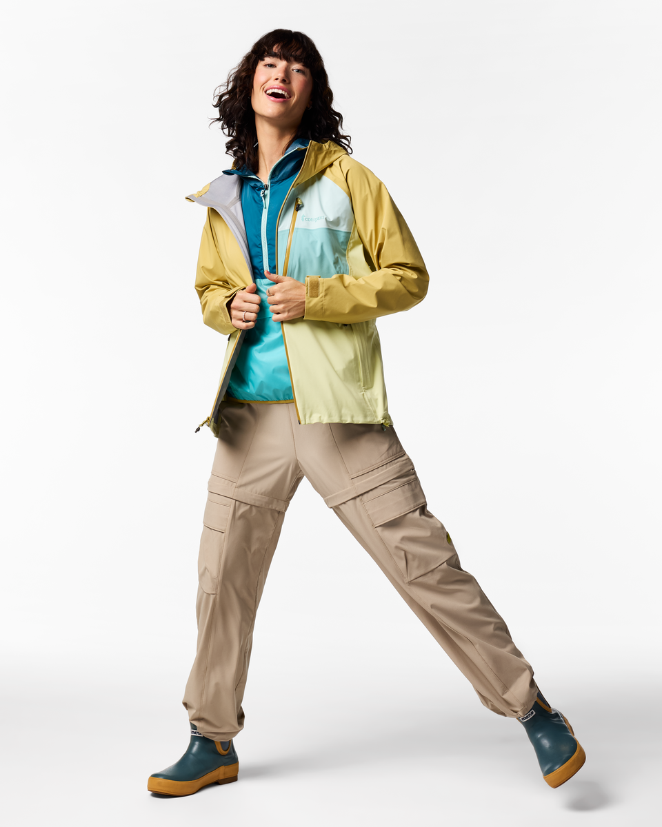 Impermeo 3L Hooded Shell Jacket - Women's, Husk/Honeydew, Model Lola