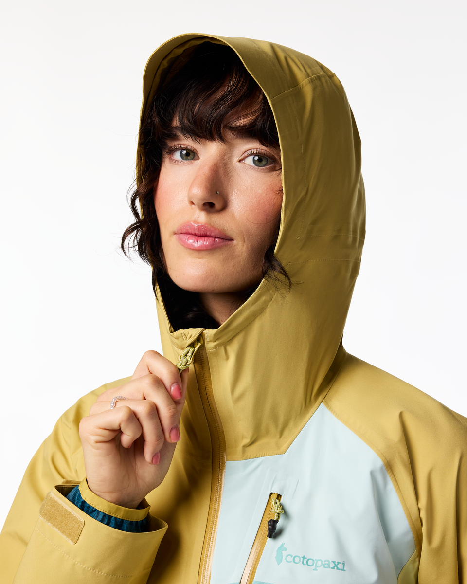 Impermeo 3L Hooded Shell Jacket - Women's, Husk/Honeydew, Model Lola