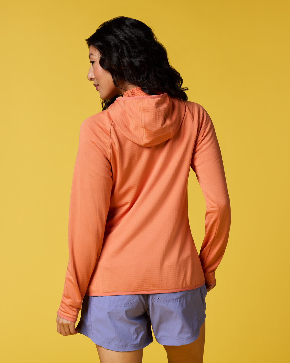 Otero Fleece Full-Zip Hooded Jacket - Women's, Grapefruit, Model Tiff