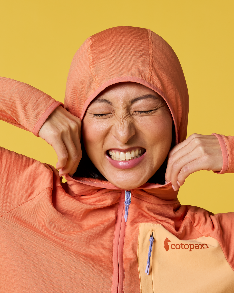 Otero Fleece Full-Zip Hooded Jacket - Women's, Grapefruit, Model Tiff