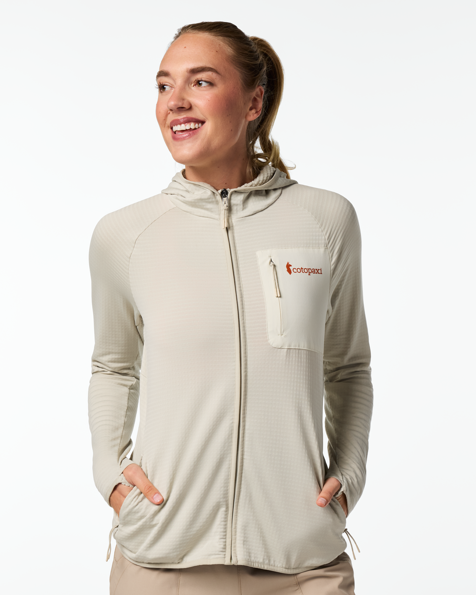 Otero Fleece Full-Zip Hooded Jacket - Women's, Mineral, Model Ellen