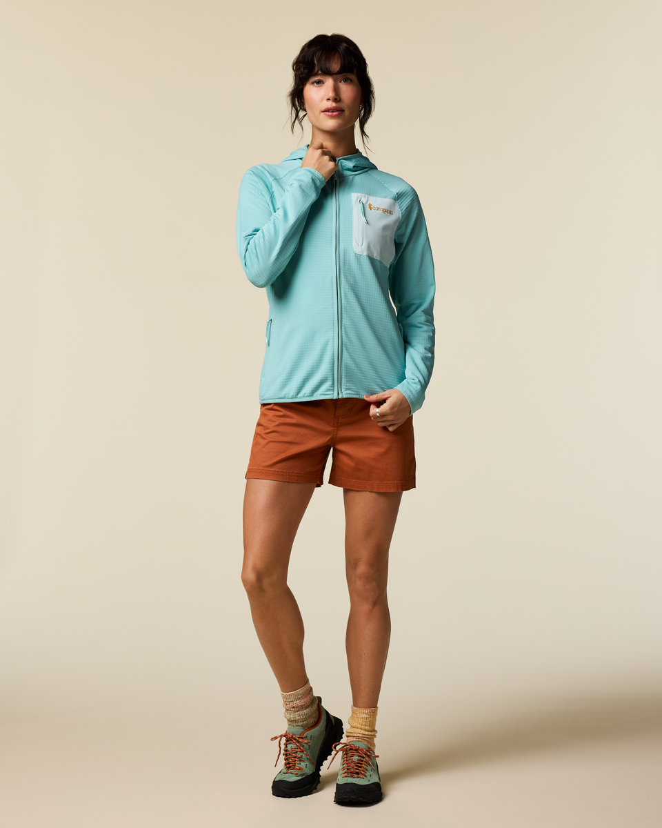 Otero Fleece Full-Zip Hooded Jacket - Women's, Tide Pool, Model Lola