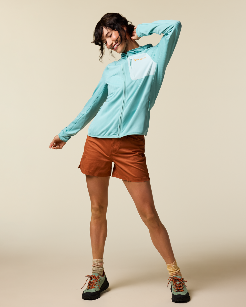 Otero Fleece Full-Zip Hooded Jacket - Women's, Tide Pool, Model Lola