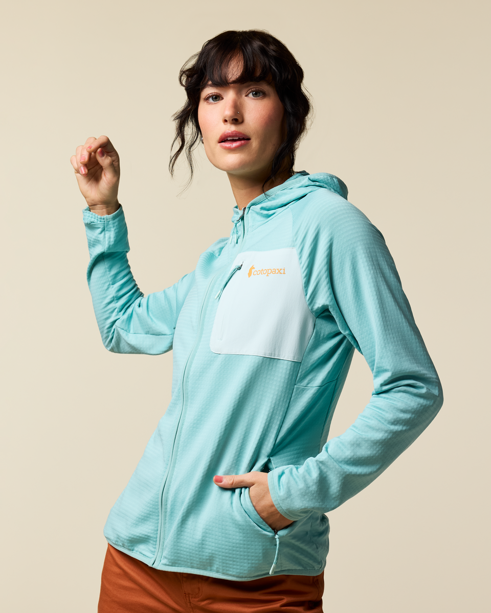 Otero Fleece Full-Zip Hooded Jacket - Women's, Tide Pool, Model Lola