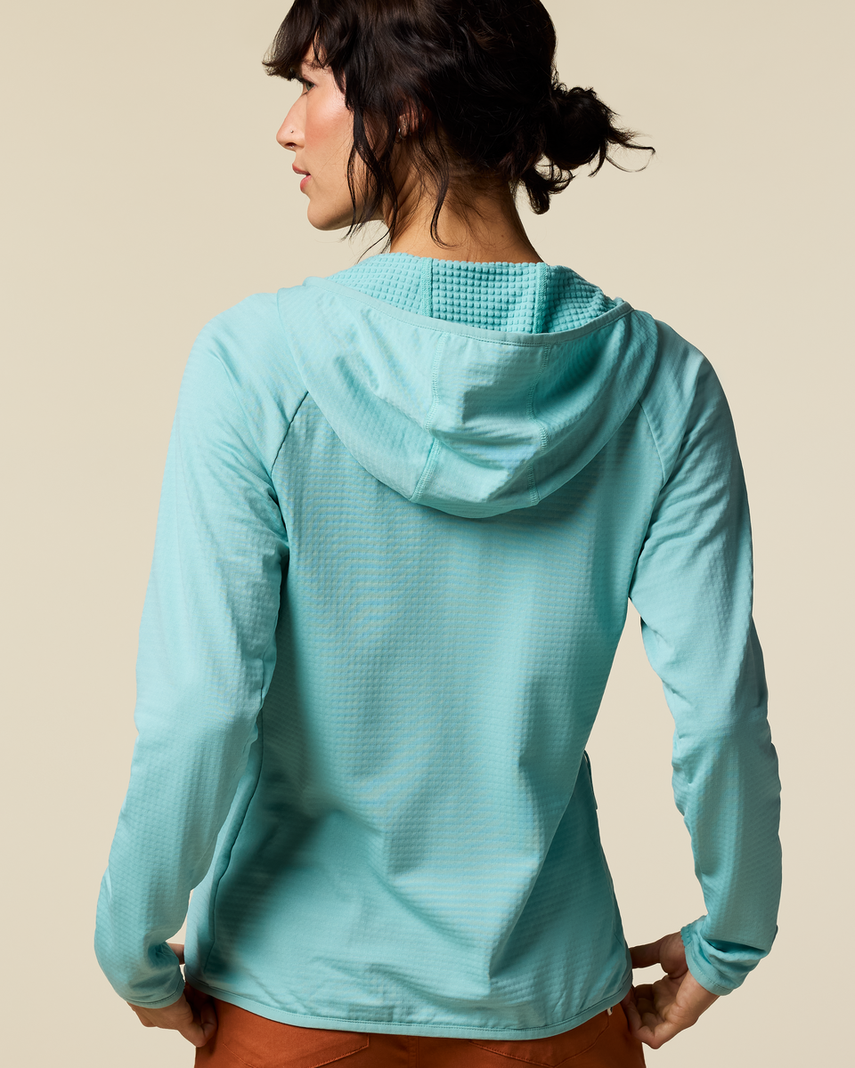 Otero Fleece Full-Zip Hooded Jacket - Women's, Tide Pool, Model Lola