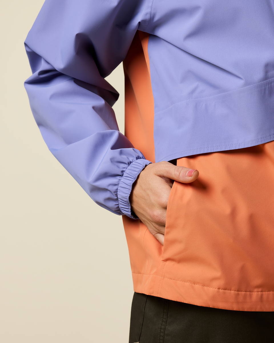 Rayu Rain Jacket - Women's, Aster/Grapefruit, Model Lola