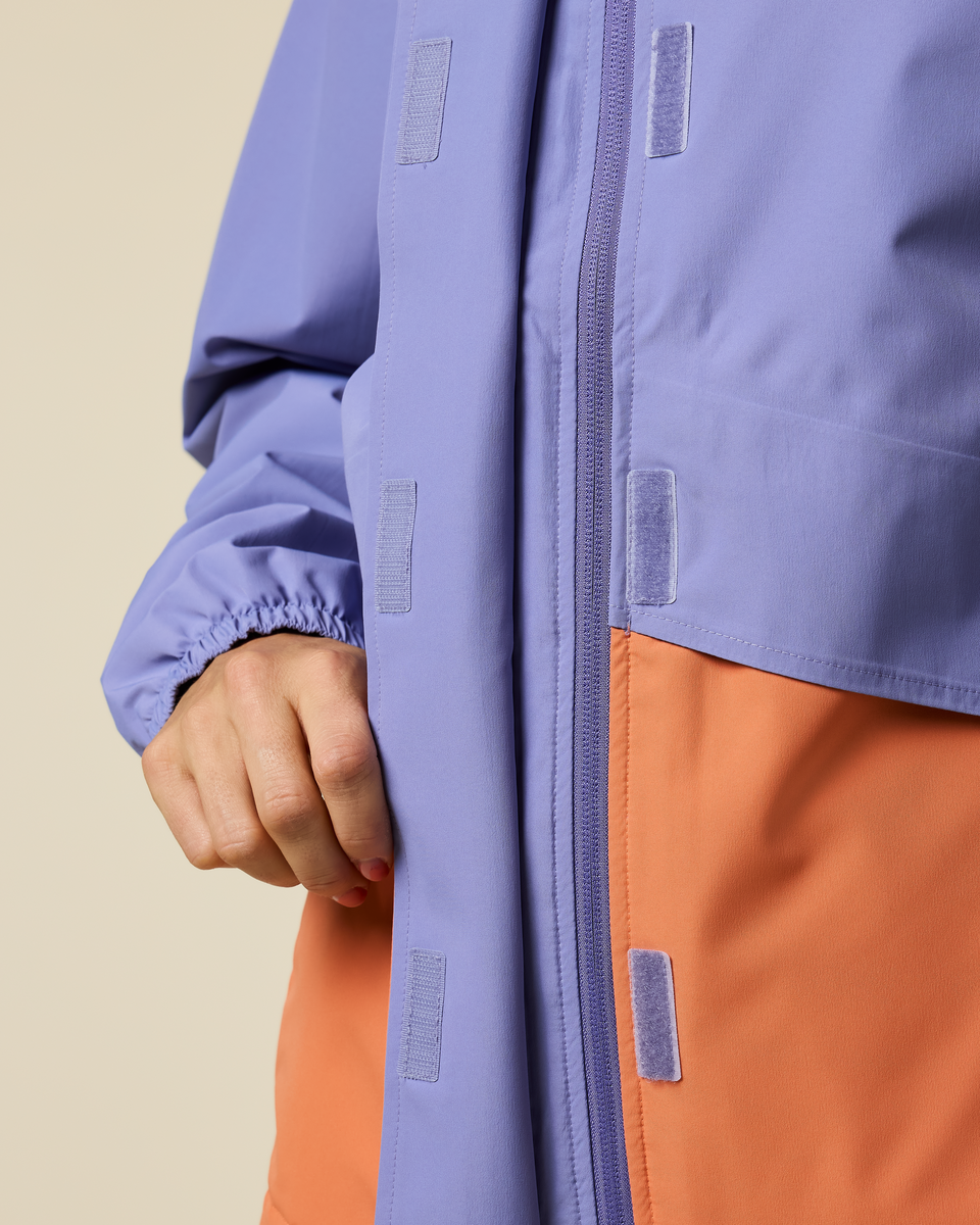 Rayu Rain Jacket - Women's, Aster/Grapefruit, Model Lola