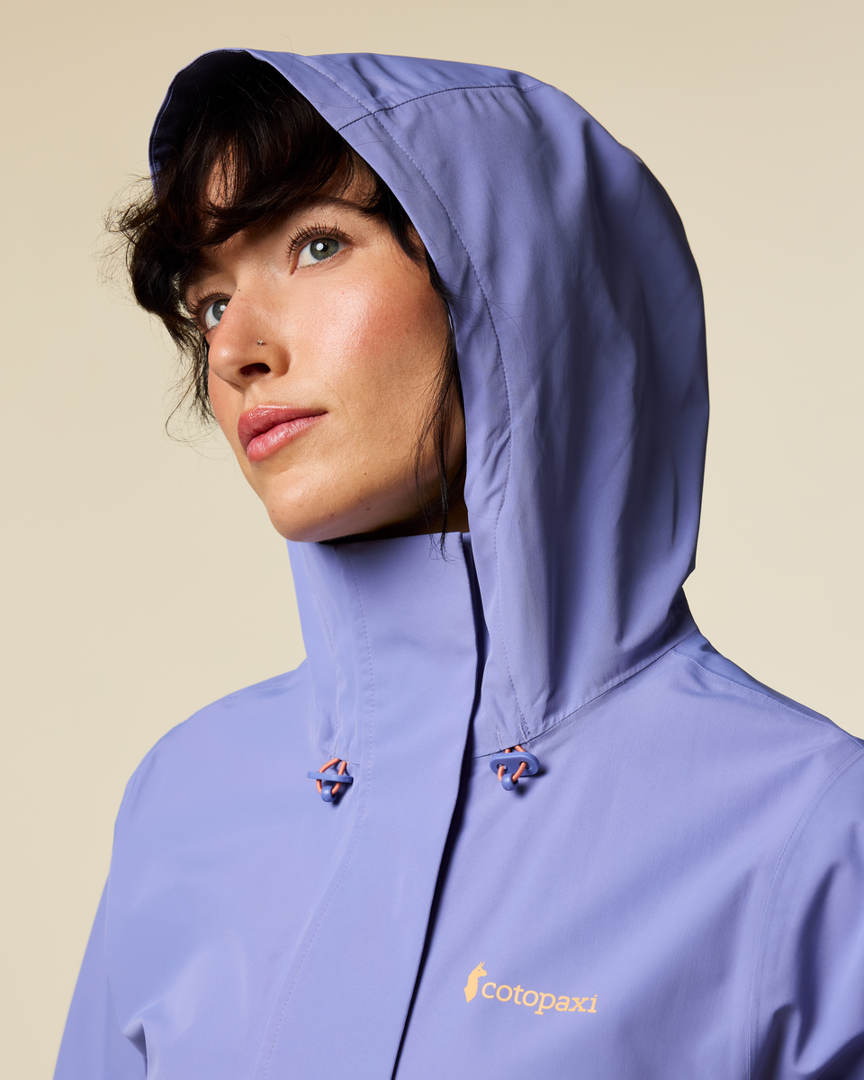 Rayu Rain Jacket - Women's, Aster/Grapefruit, Model Lola