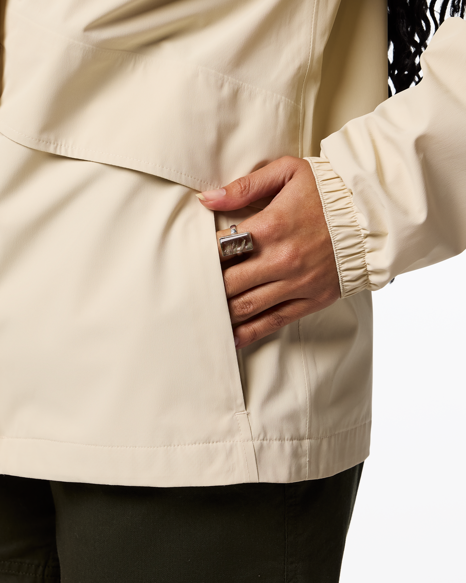 Rayu Rain Jacket - Women's, Cream, Model Kalu