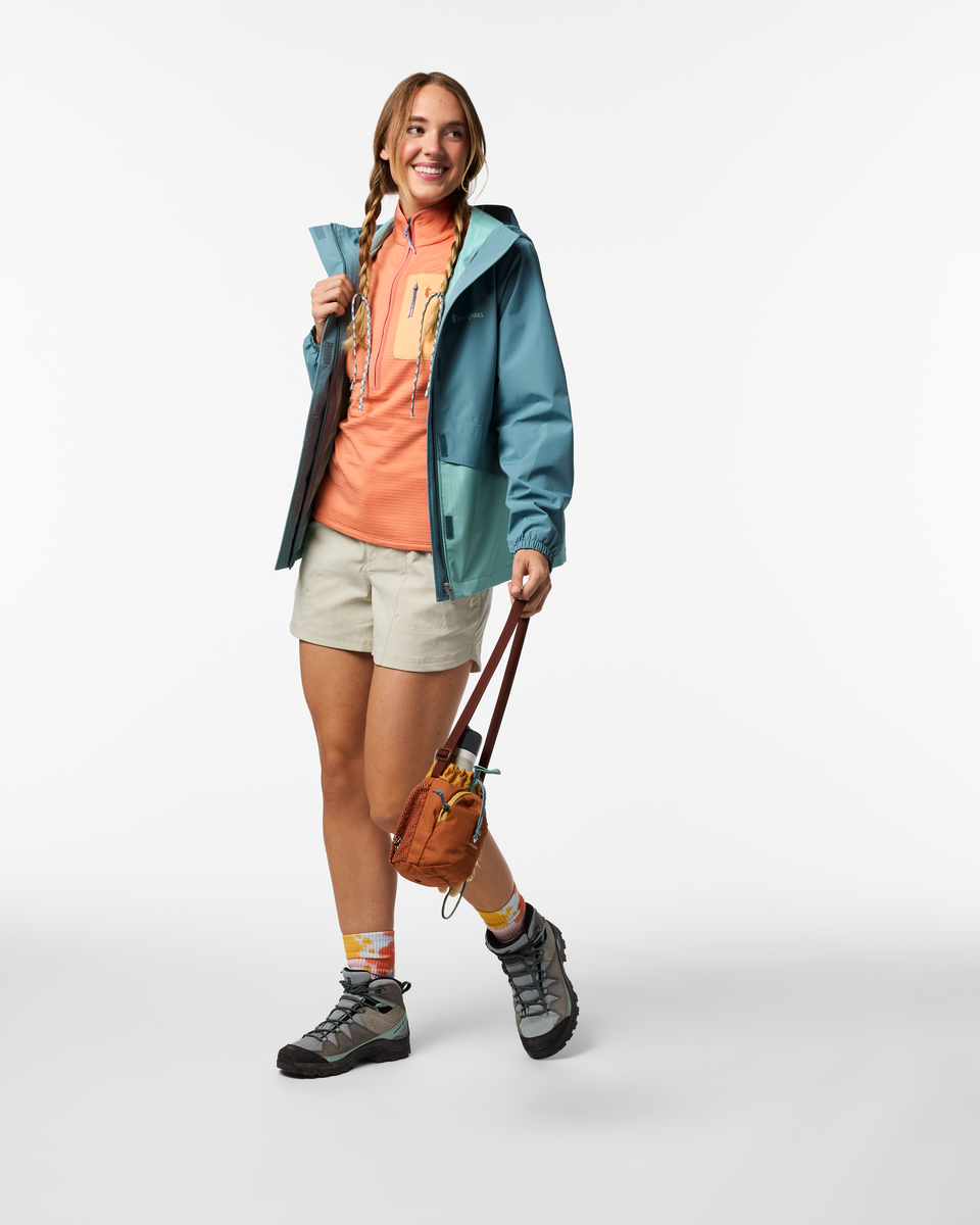 Rayu Rain Jacket - Women's, Everglade/Tide Pool, Model Ellen