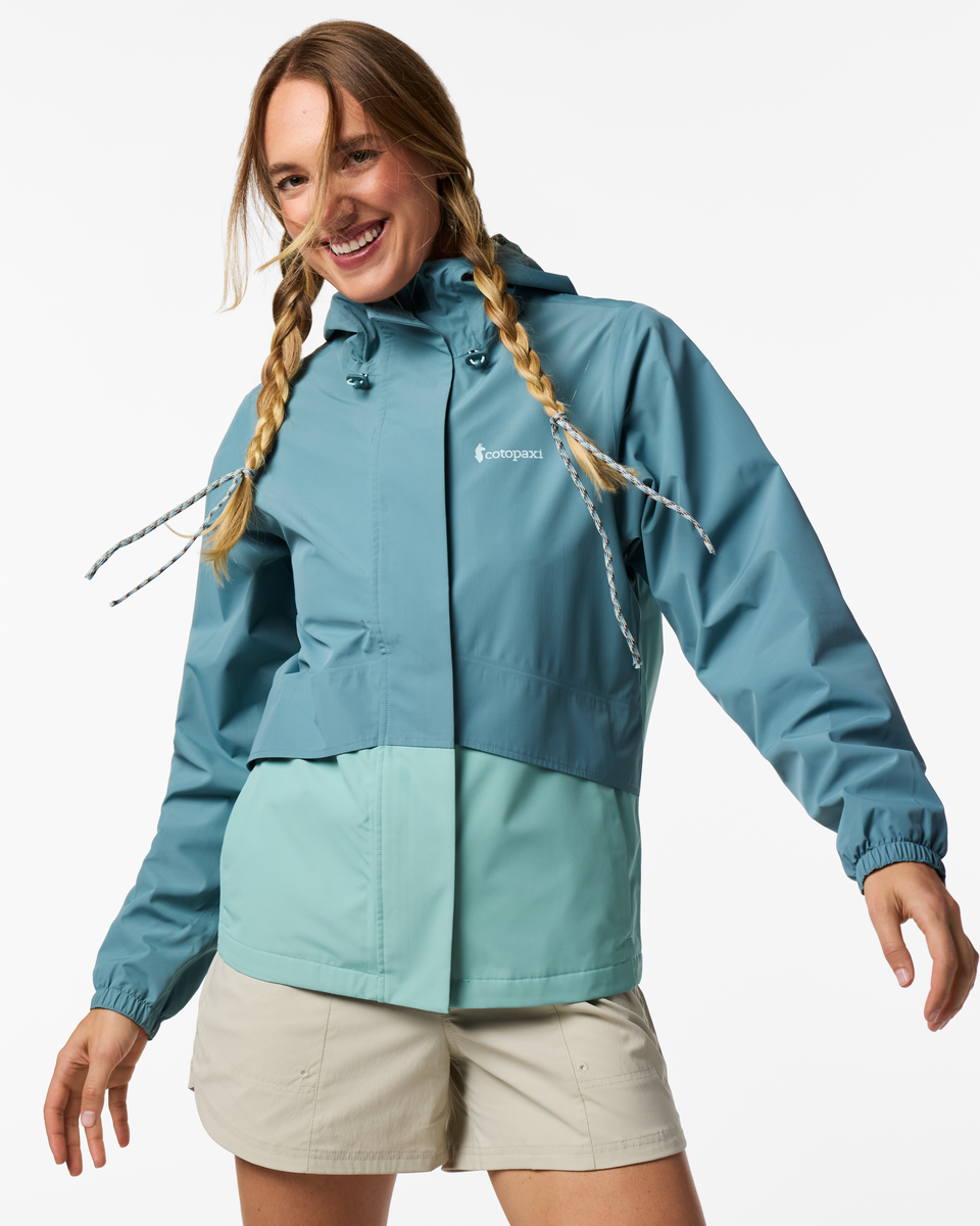 Rayu Rain Jacket - Women's, Everglade/Tide Pool, Model Ellen