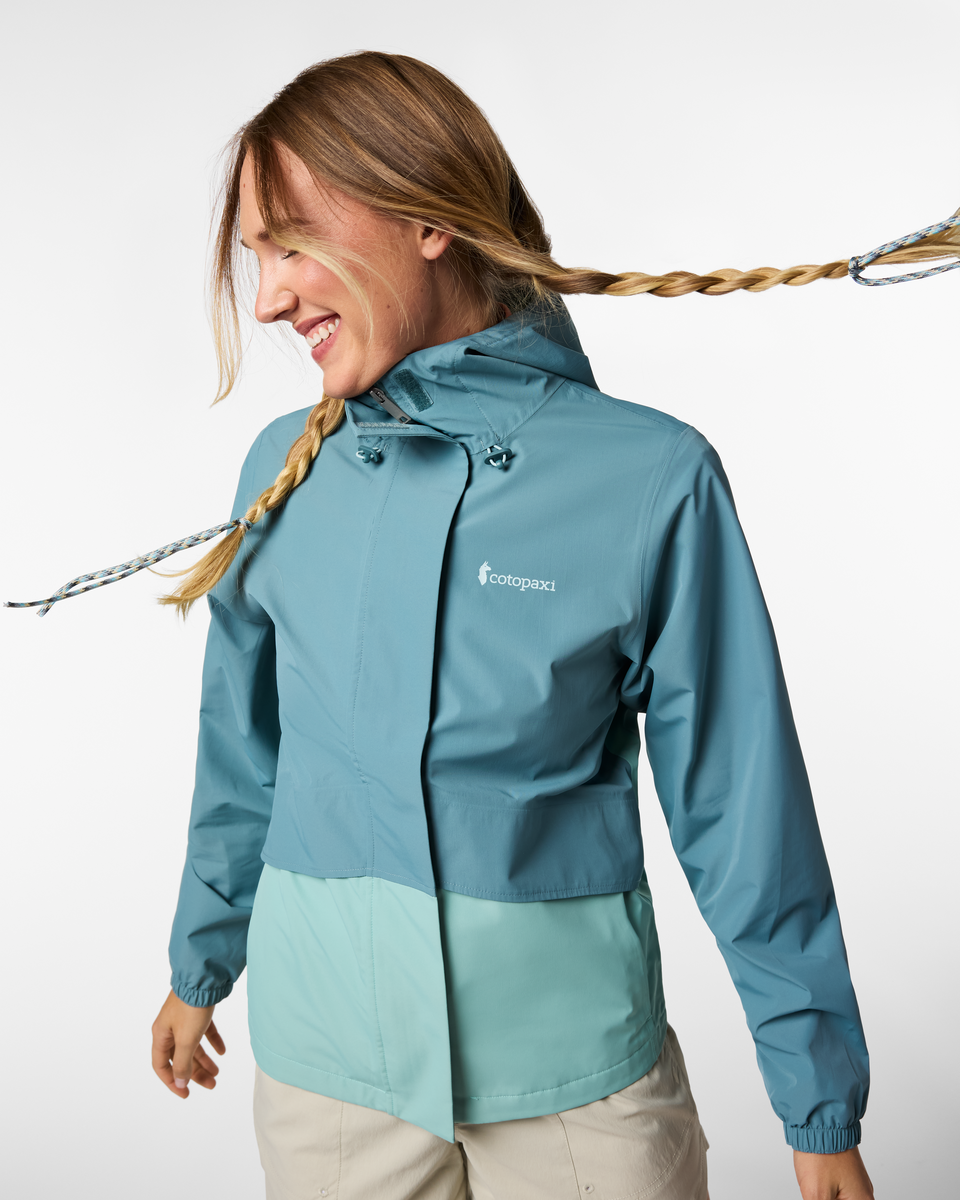 Rayu Rain Jacket - Women's, Everglade/Tide Pool, Model Ellen