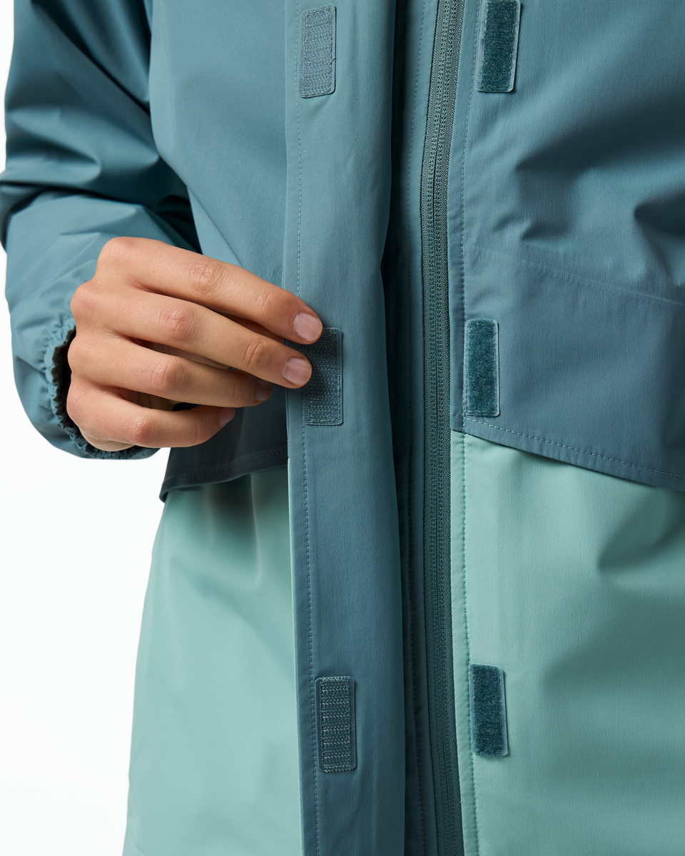 Rayu Rain Jacket - Women's, Everglade/Tide Pool, Model Ellen