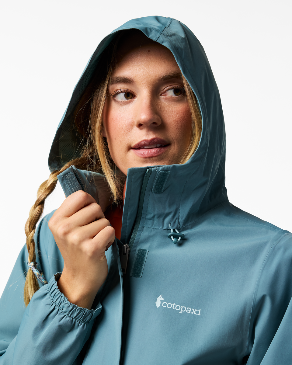 Rayu Rain Jacket - Women's, Everglade/Tide Pool, Model Ellen