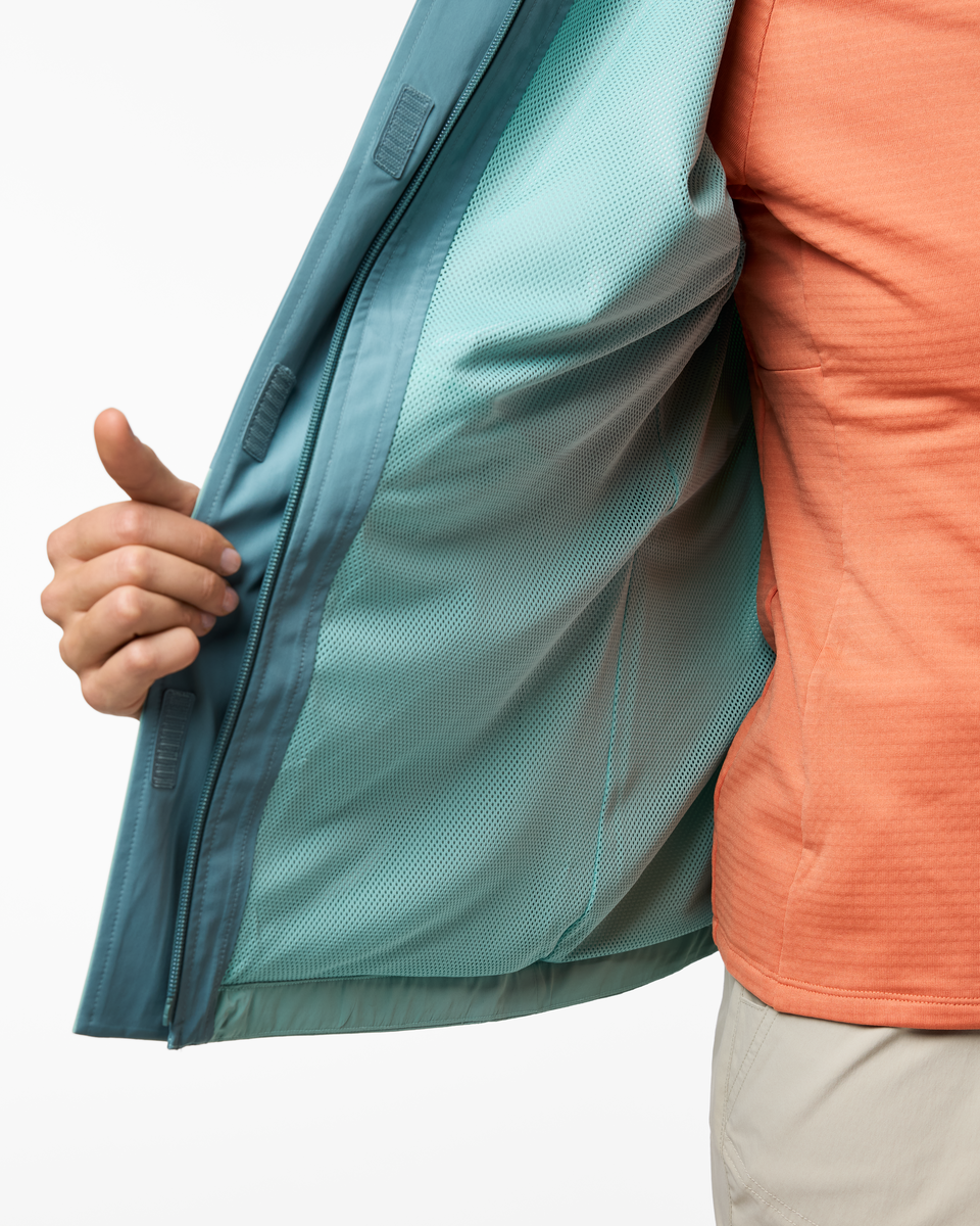 Rayu Rain Jacket - Women's, Everglade/Tide Pool, Model Ellen