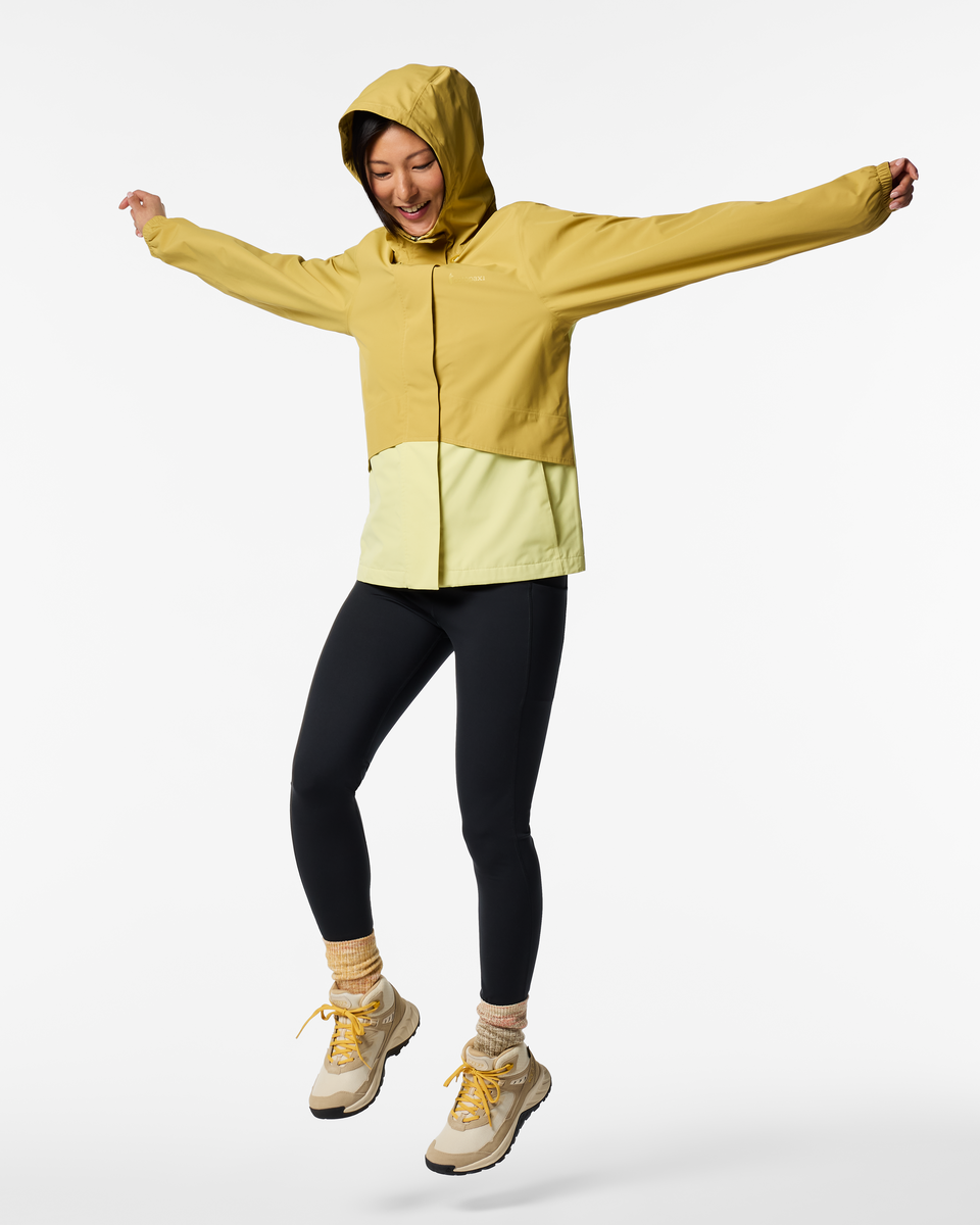 Rayu Rain Jacket - Women's, Husk/Honeydew, Model Tiff