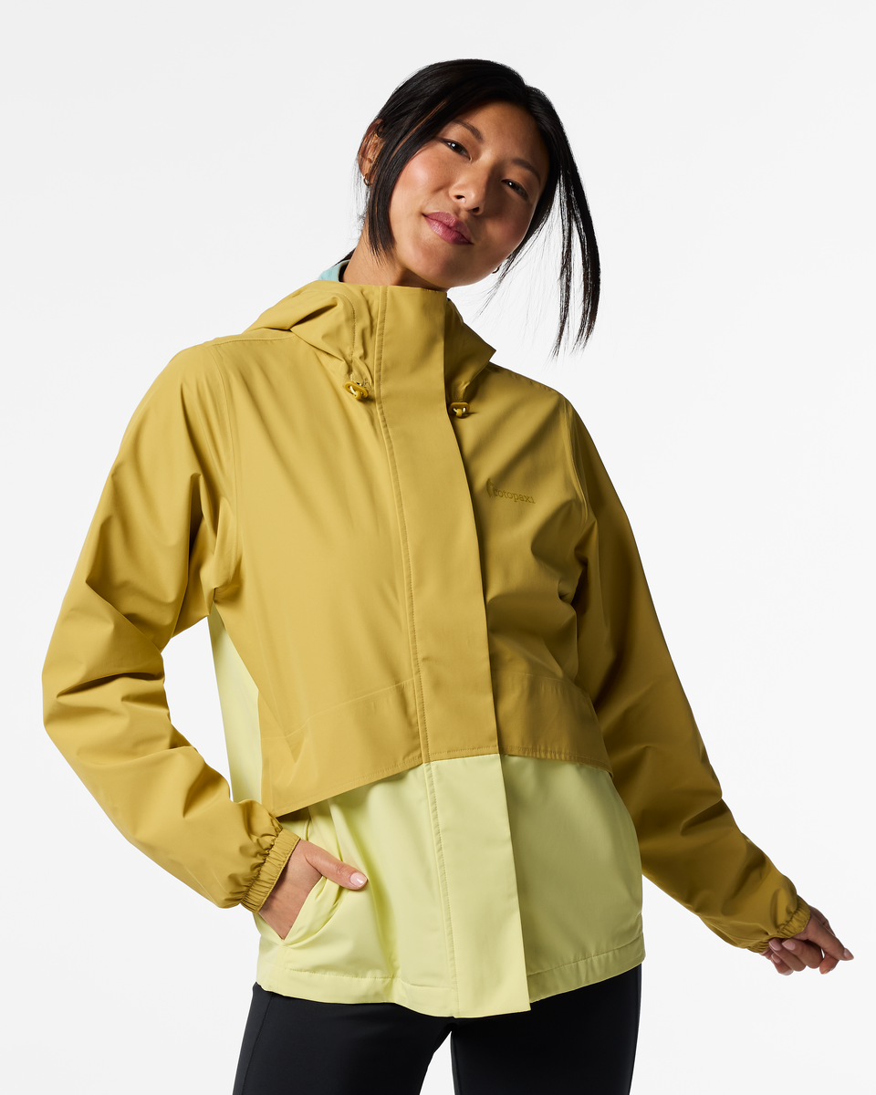 Rayu Rain Jacket - Women's, Husk/Honeydew, Model Tiff