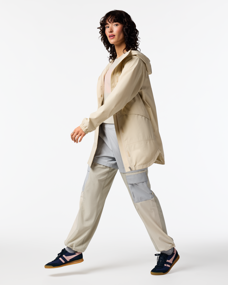 Rayu Rain Parka - Women's, Cream, Model Lola