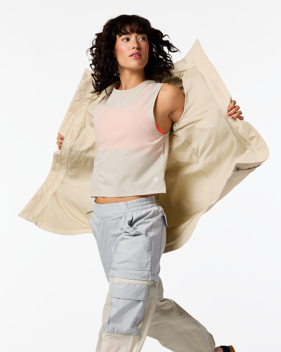 Rayu Rain Parka - Women's, Cream, Model Lola