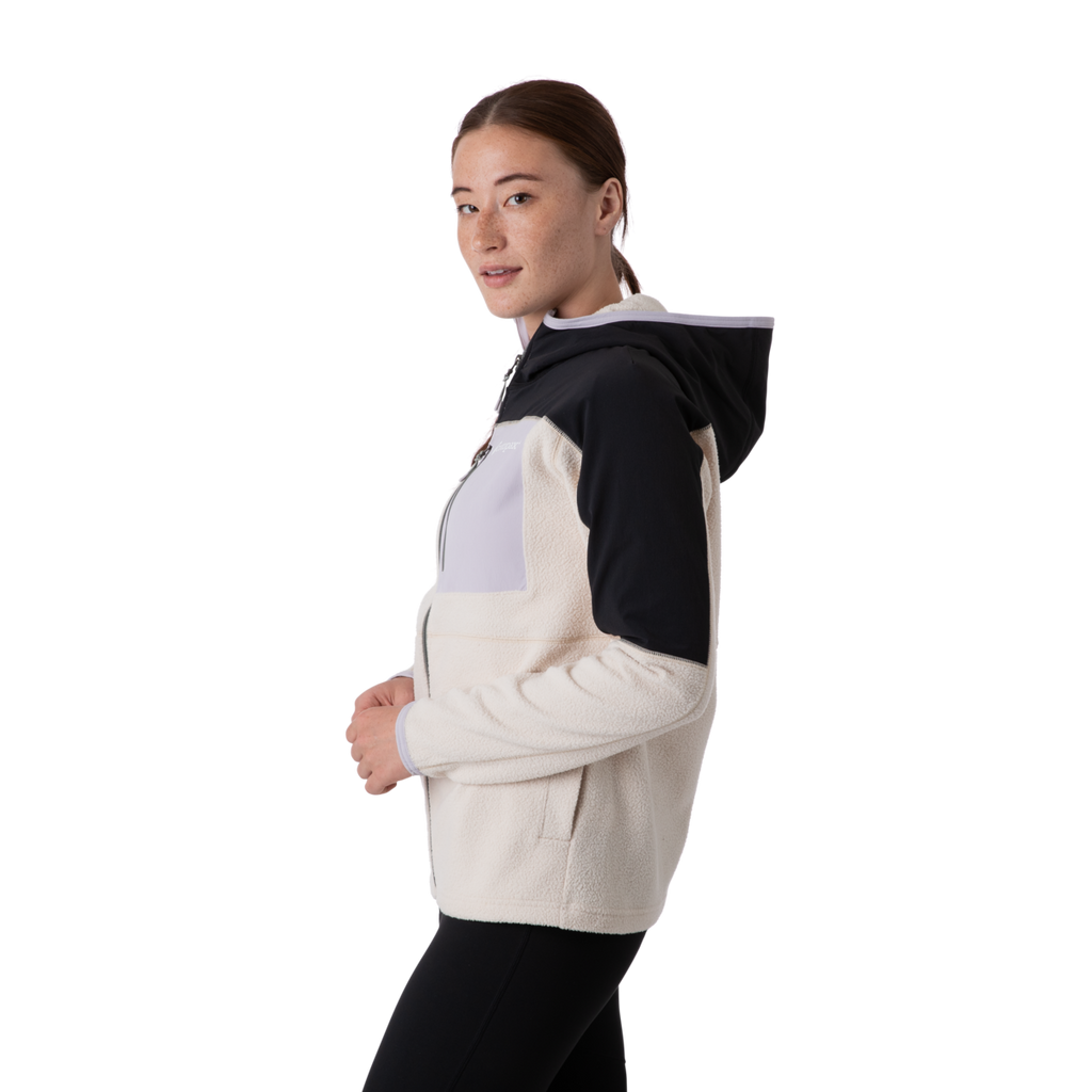 Abrazo Fleece Hooded Full-Zip Jacket - Women's, Black/Cream, Model Aya