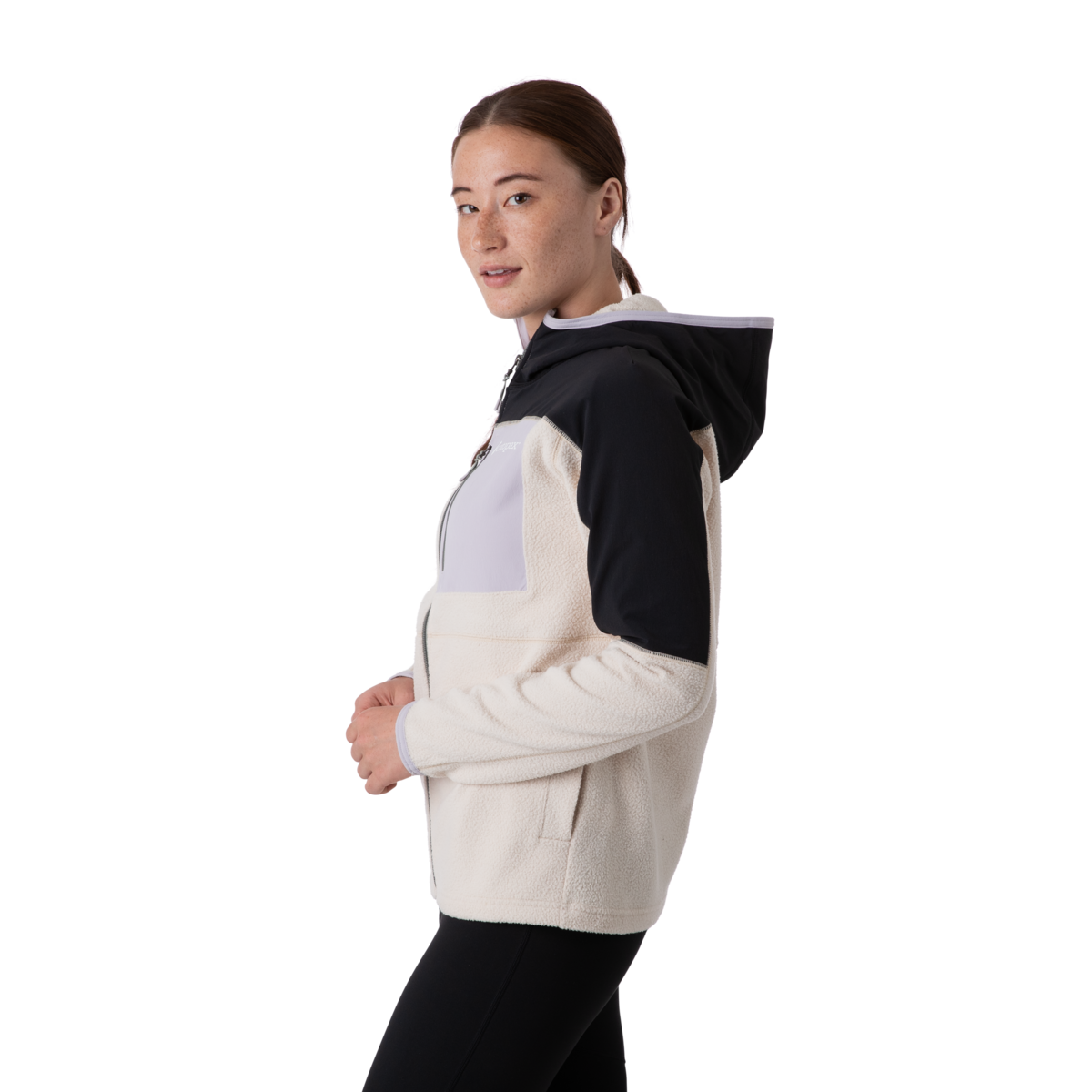 Abrazo Fleece Hooded Full-Zip Jacket - Women's, Black/Cream, Model Aya