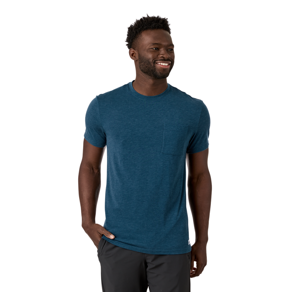 Paseo Travel Pocket T-Shirt - Men's, Indigo, Model Kirk