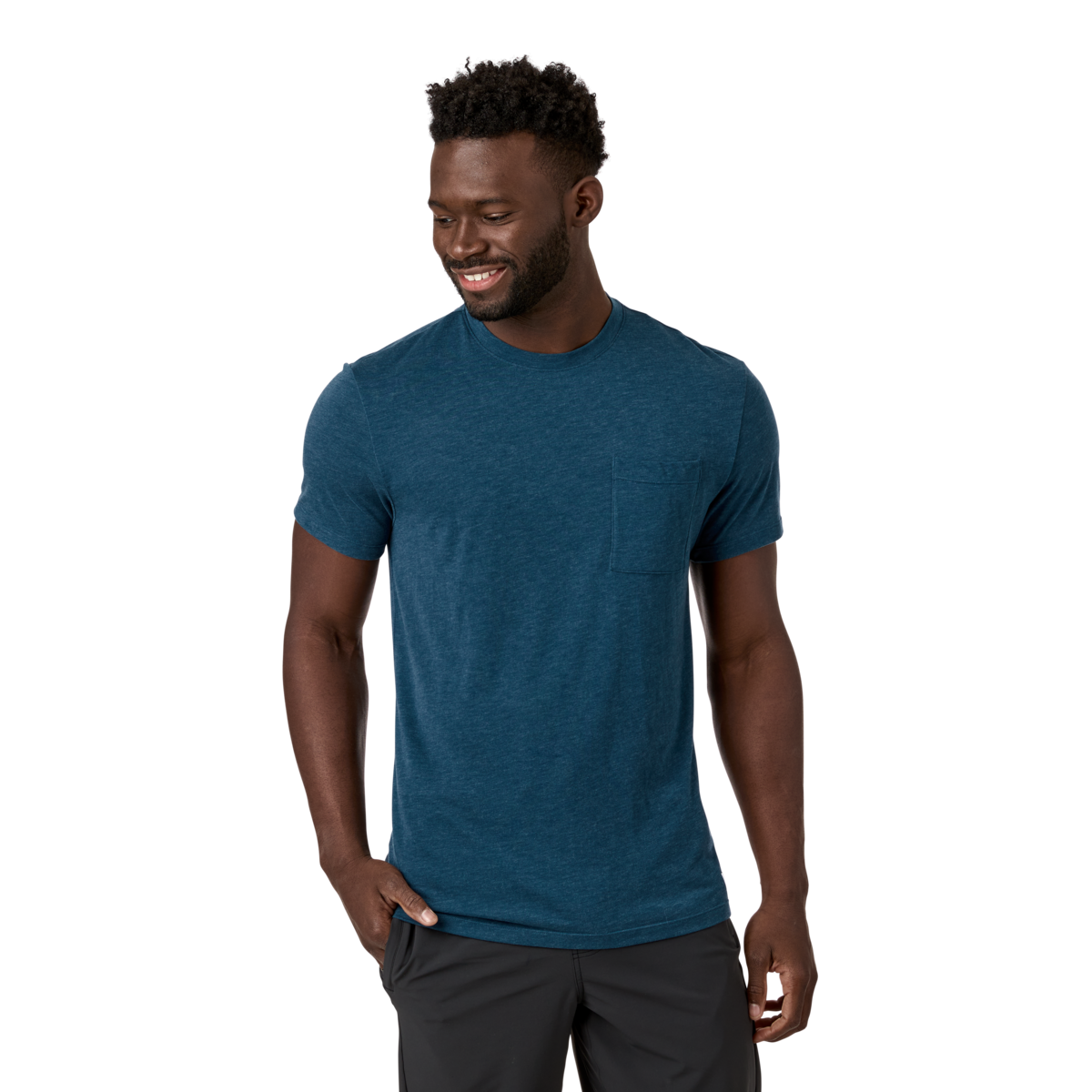 Paseo Travel Pocket T-Shirt - Men's, Indigo, Model Kirk