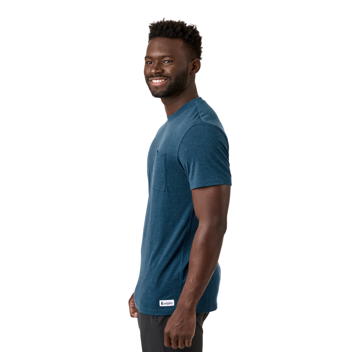 Paseo Travel Pocket T-Shirt - Men's, Indigo, Model Kirk
