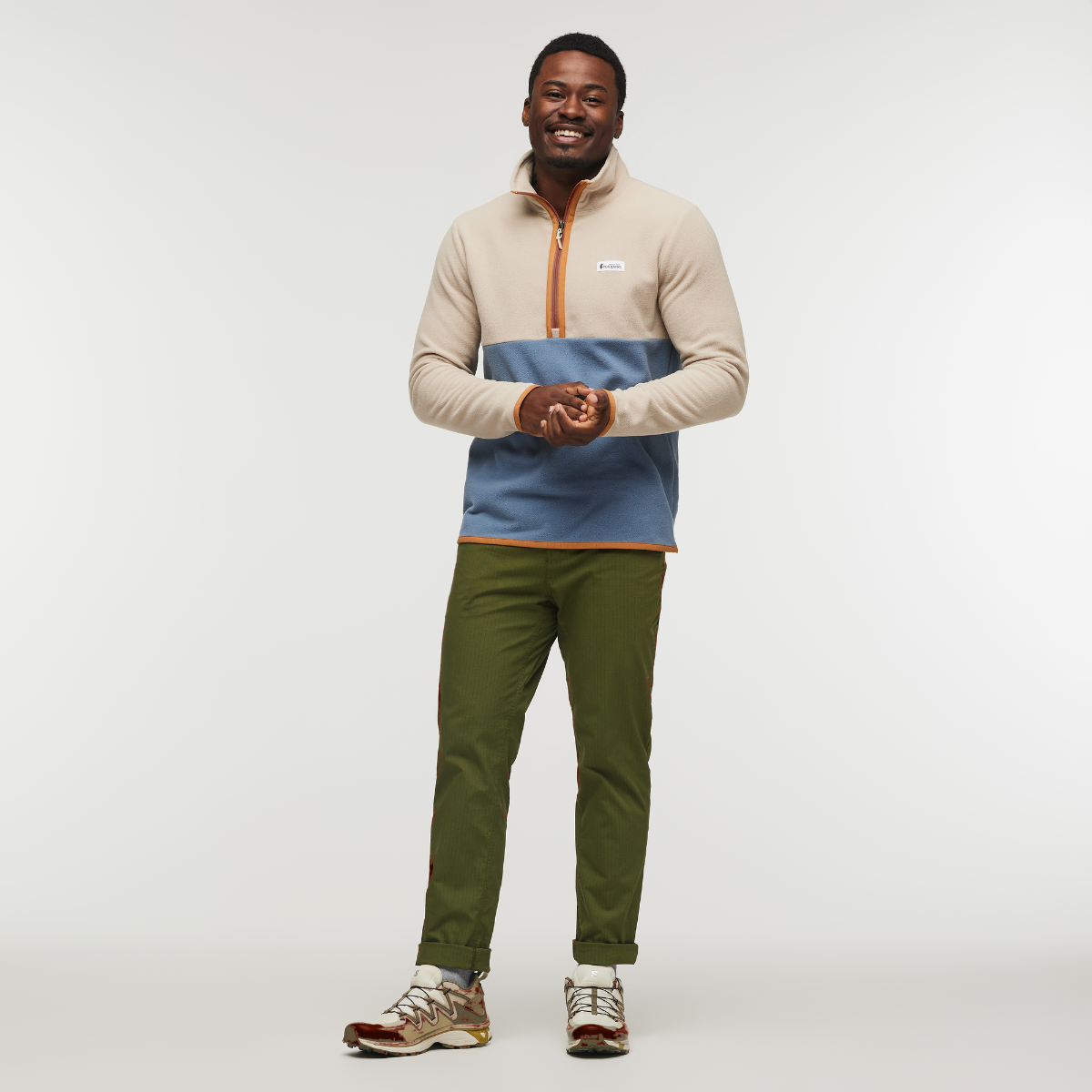 Amado Fleece Pullover - Men's, Oatmeal/Tempest, Model Jeremy