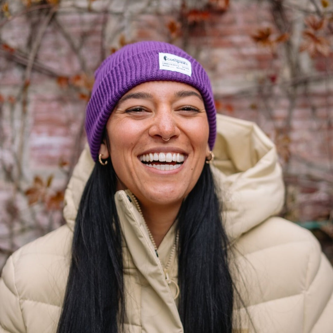 Wharf Beanie - Cotopaxi Patch, Mauve, Detail