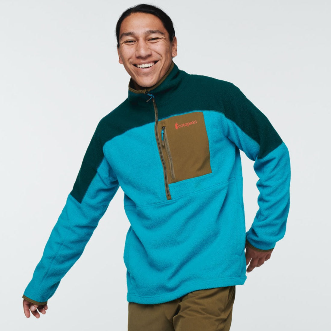 Abrazo Half-Zip Fleece Jacket - Men's, Deep Ocean/Mineral Blue, Model Mario