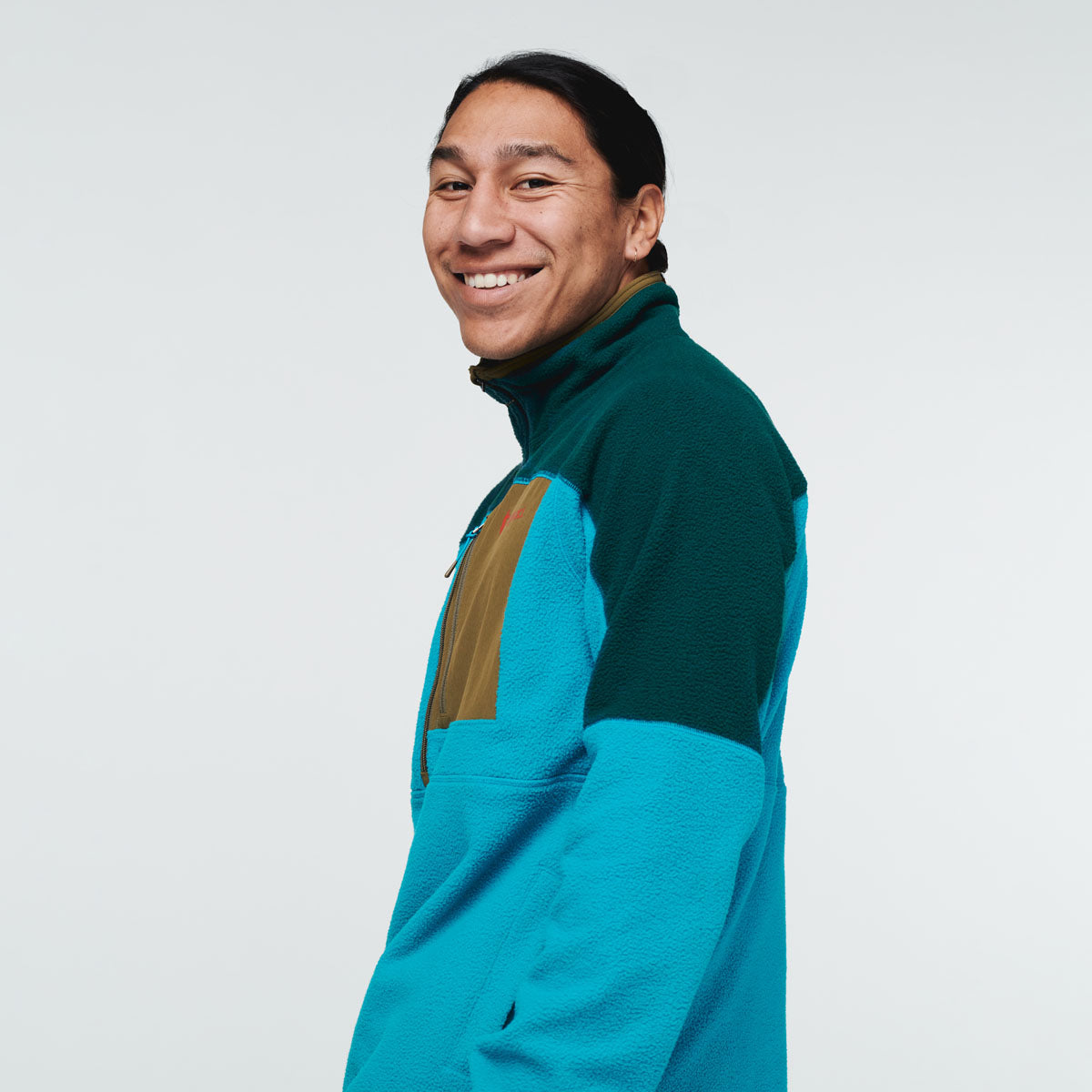Abrazo Half-Zip Fleece Jacket - Men's, Deep Ocean/Mineral Blue, Model Mario