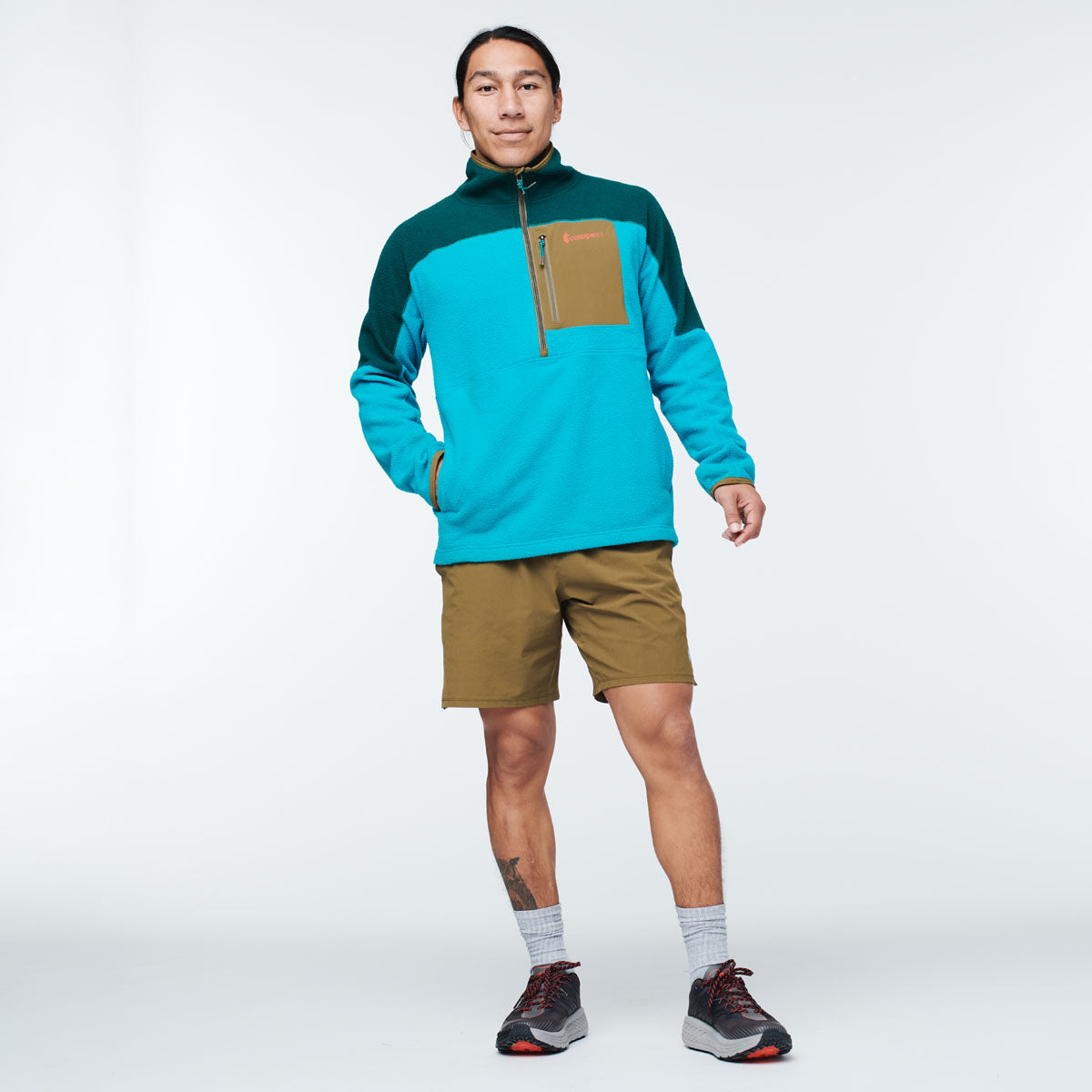 Abrazo Half-Zip Fleece Jacket - Men's, Deep Ocean/Mineral Blue, Model Mario