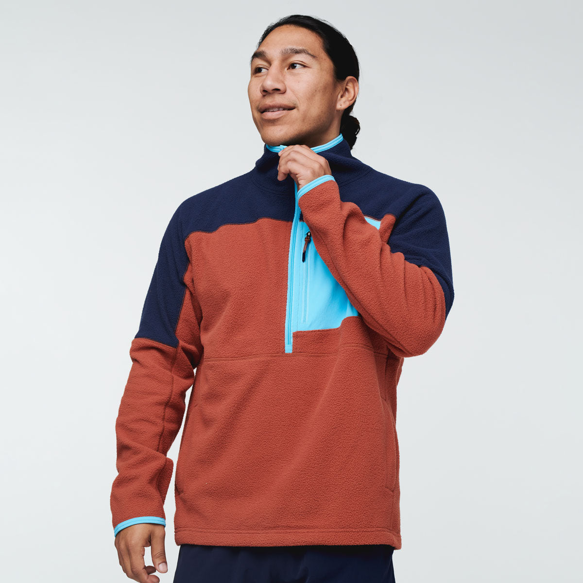 Abrazo Half-Zip Fleece Jacket - Men's, Maritime/Spice, Model Mario