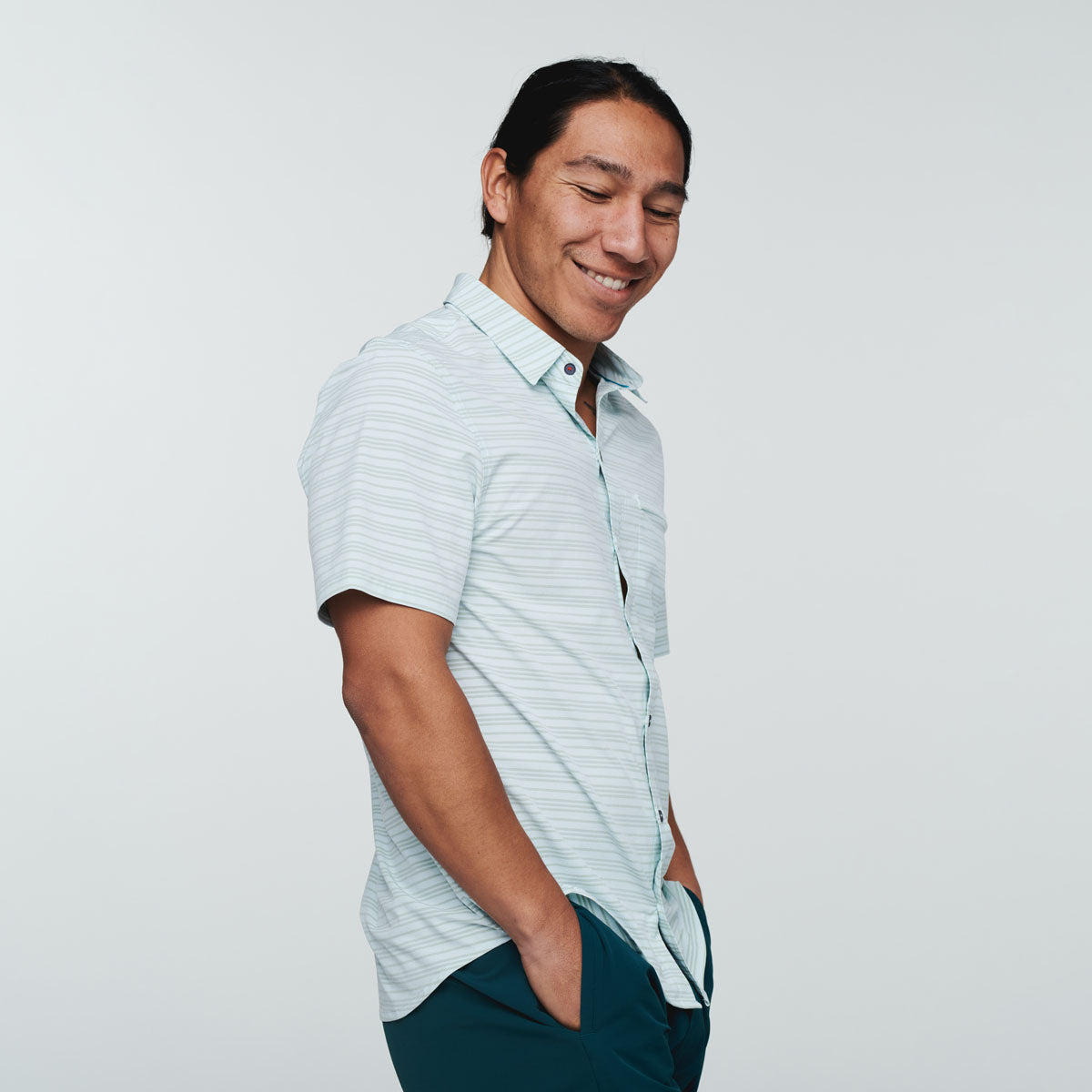 Cambio Button Up - Printed - Men's, Ice Stripe