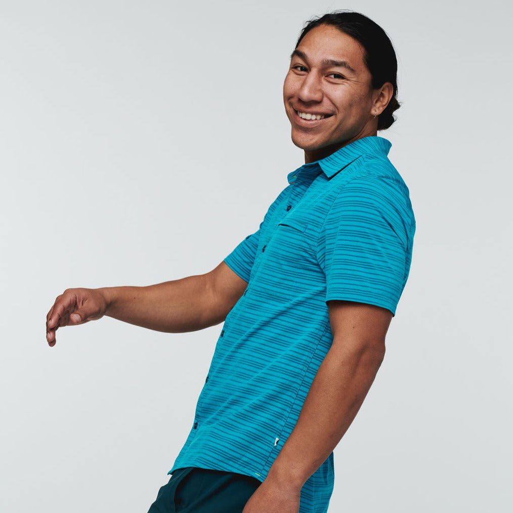 Cambio Button Up - Printed - Men's, Mineral Blue Stripe