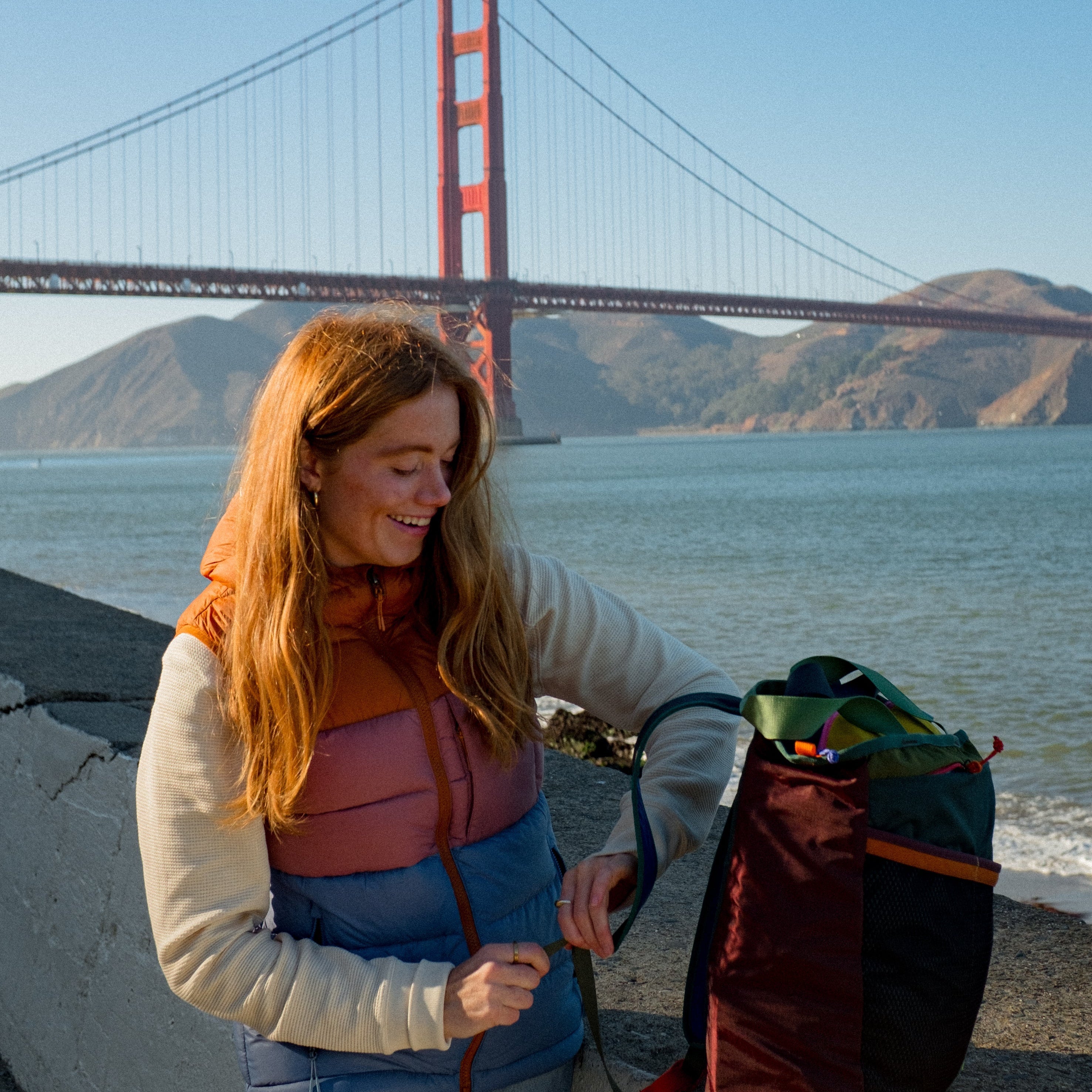 Fuego Max Down Vest - Women's, Sienna/Fjord, Model Caitlyn
