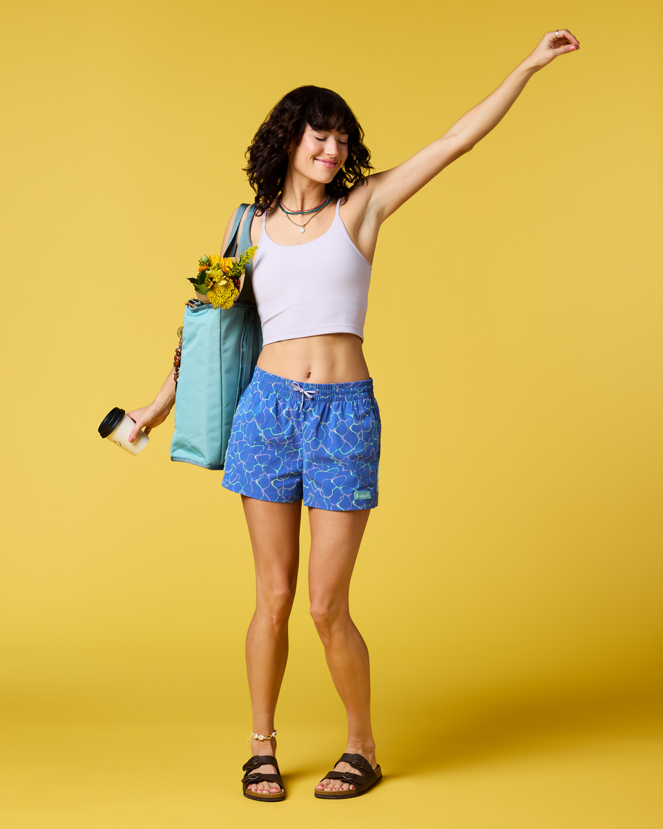 Brinco 3 Inch Short - Print - Women's, Splash Azure, Model Lola