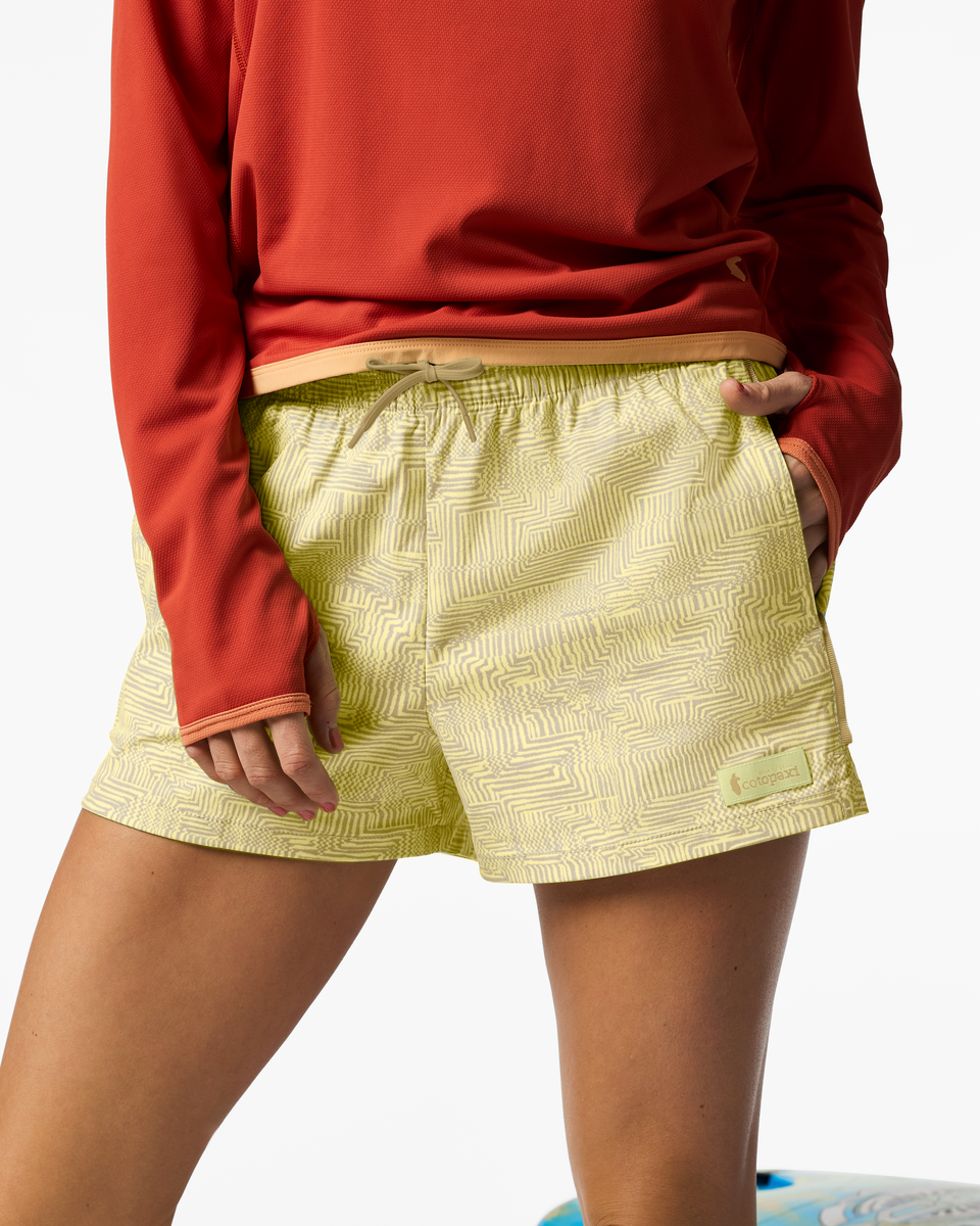 Brinco 3 Inch Short - Print - Women's, Zen Garden Honeydew, Model Lola