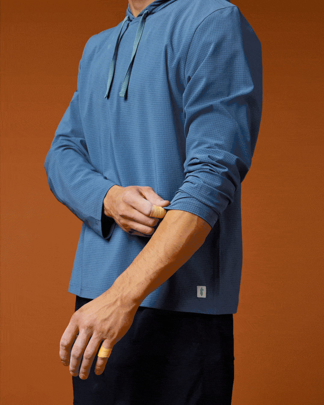 Pulso Tech Hoodie - Men's, Steel Blue, Model Kellan