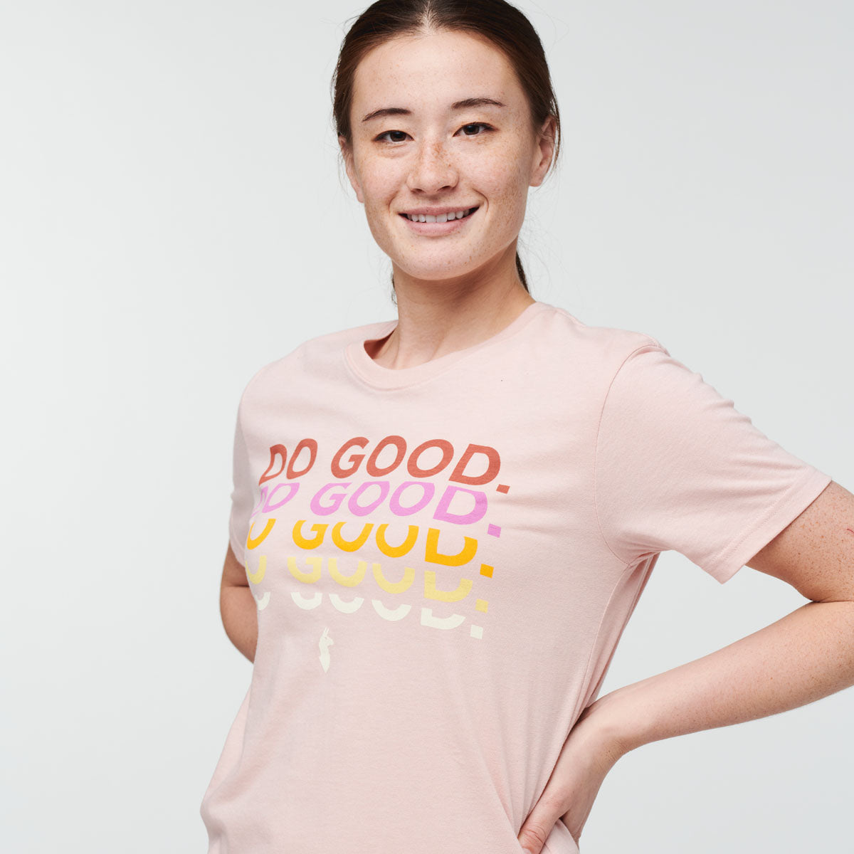 Do Good Repeat T-Shirt - Women's, Sand, Model Aya