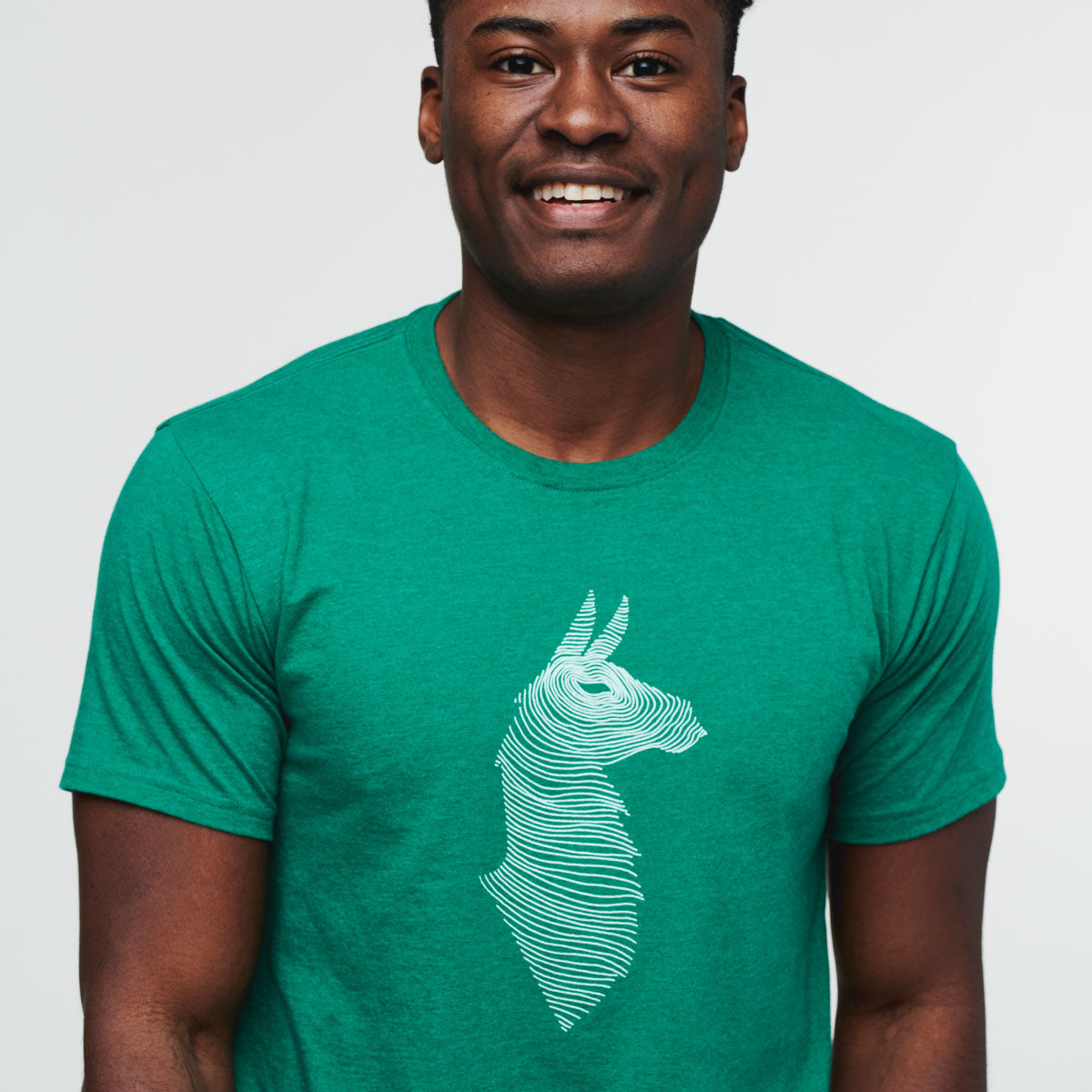Topo Llama T-Shirt - Men's, Verde, Model Jeremy