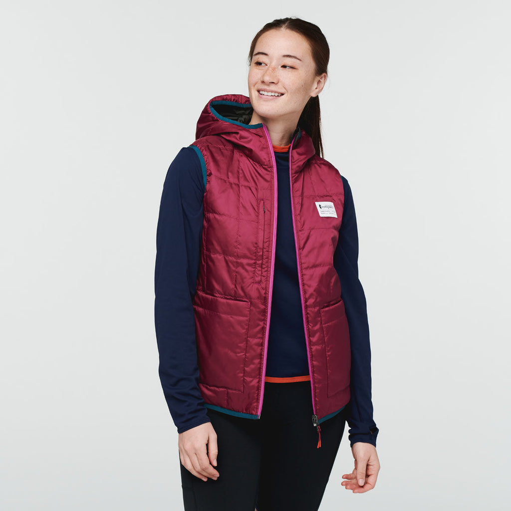 Teca Cálido Hooded Vest - Women's, Run Run, Model Aya