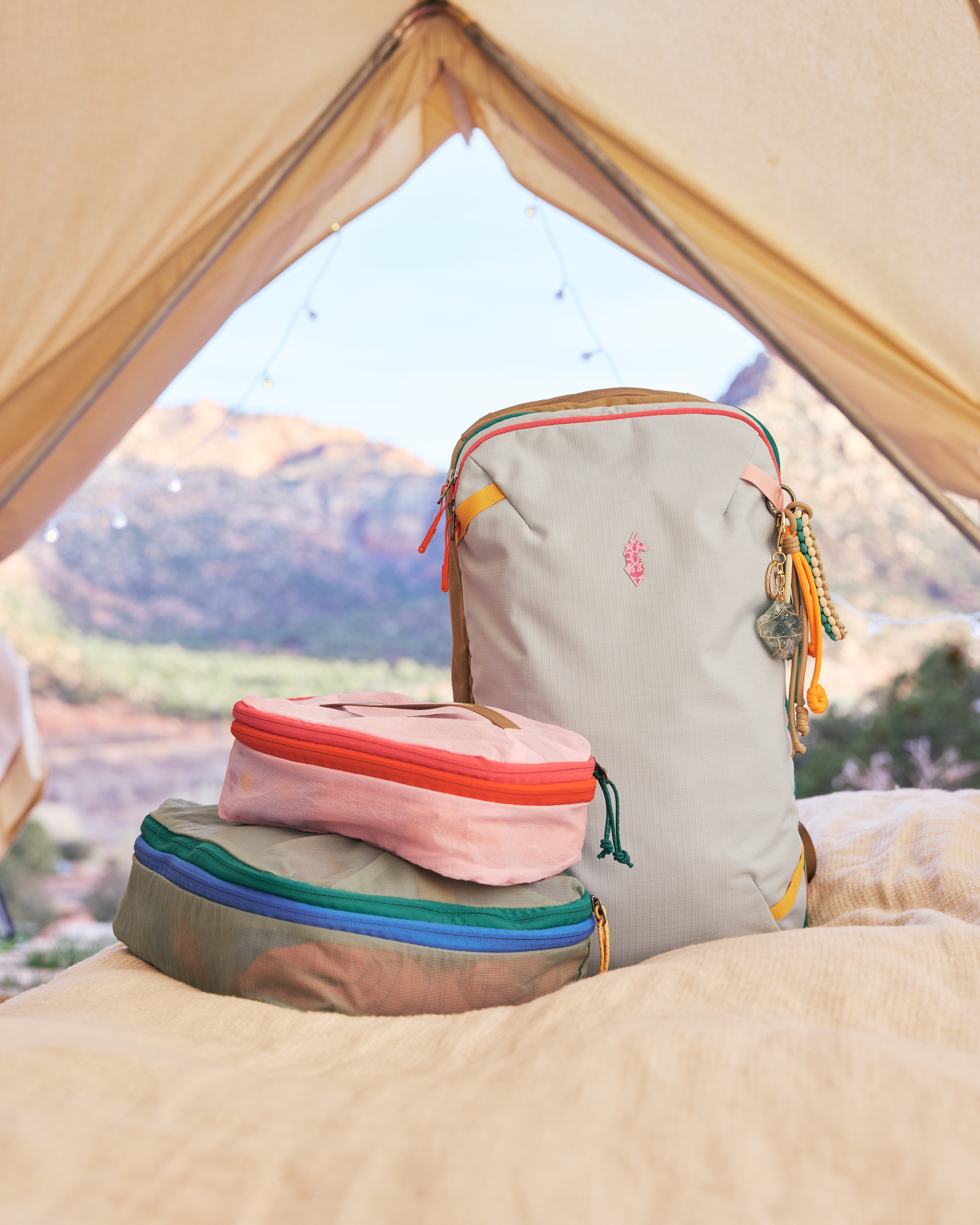 Cotopaxi X FP Movement Expandable Cubo Bundle, Powder Pink/Sterline Blue, Lifestyle