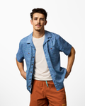 Afuera Button Up Shirt - Print - Men's, Cenotes Azure, Model Kellan