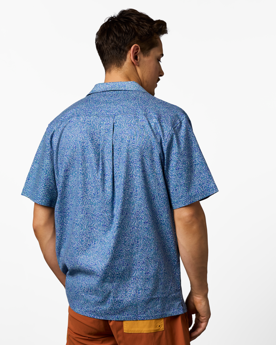 Afuera Button Up Shirt - Print - Men's, Cenotes Azure, Model Kellan