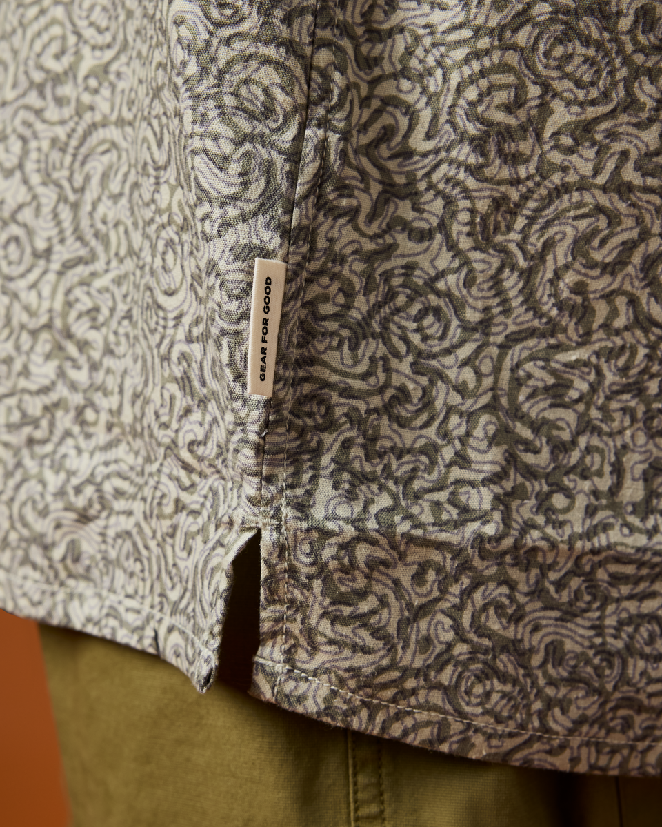 Afuera Button Up Shirt - Print - Men's, Cenotes Mineral, Model Christian
