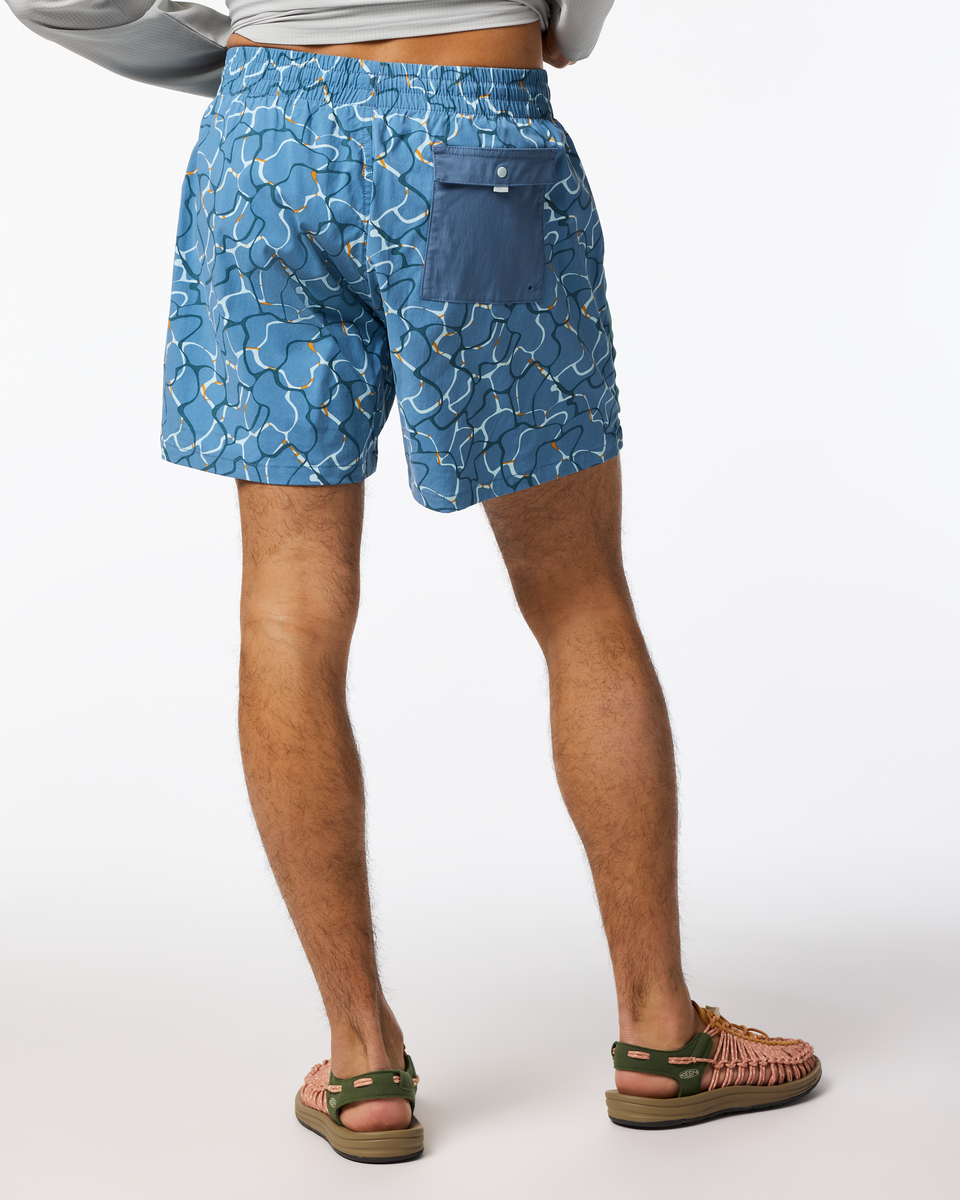 Brinco 5 Inch Short - Print - Men's, Splash Steel Blue, Model Christian