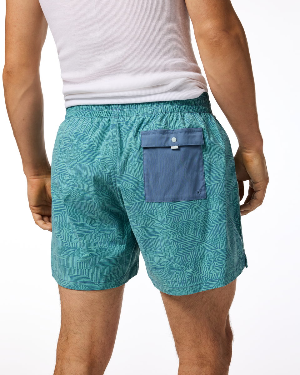 Brinco 5 Inch Short - Print - Men's, Zen Garden Tide Pool, Model Kellan