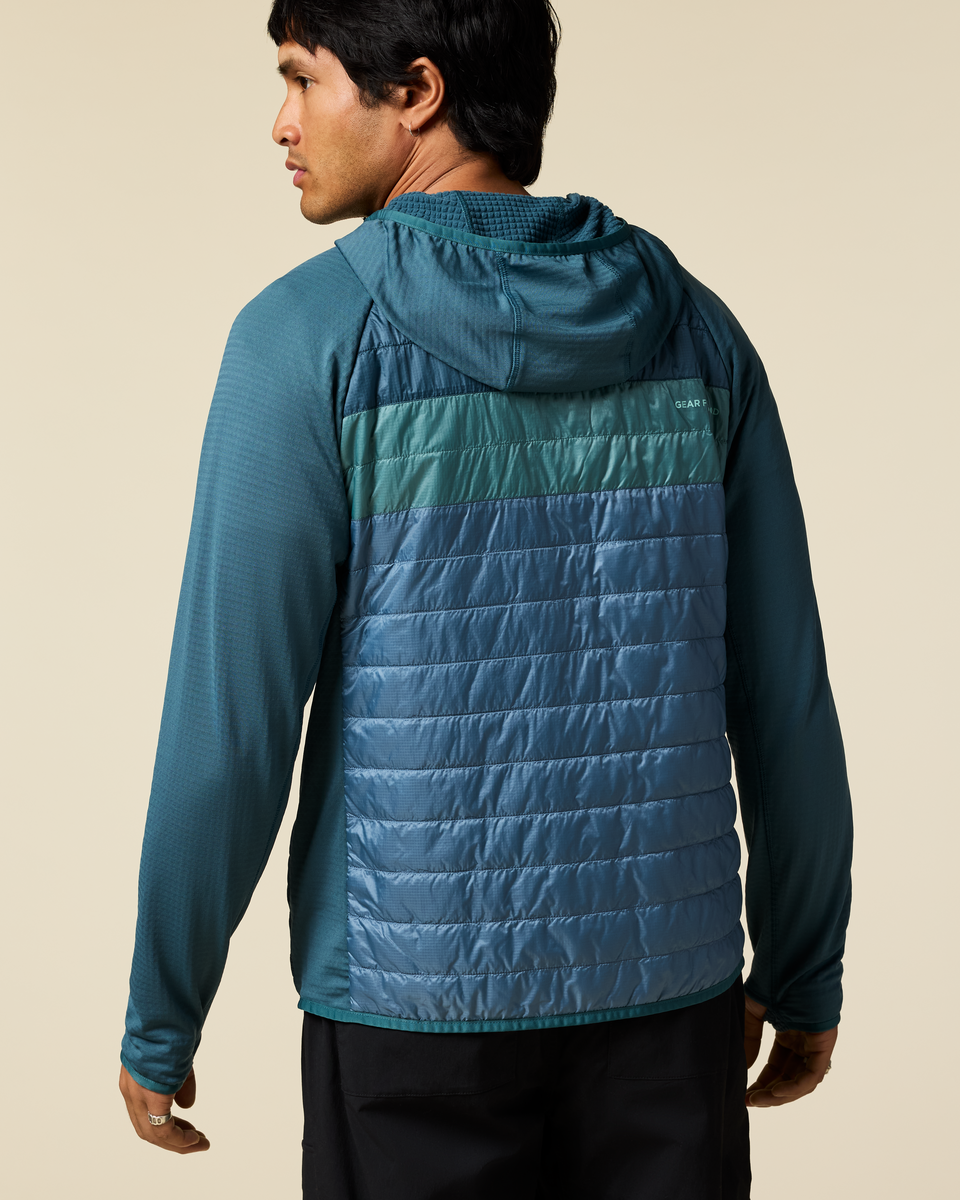 Capa Hybrid Insulated Hooded Jacket - Men's, Ocean/Steel Blue, Model Christian